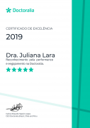 Certificado de Excelência Doctoralia 2019 Dra. Juliana Lara